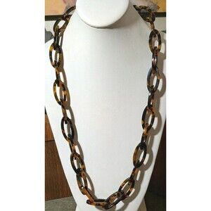 J Crew Faux Tortoise Shell Oval Link Ribbon Necklace